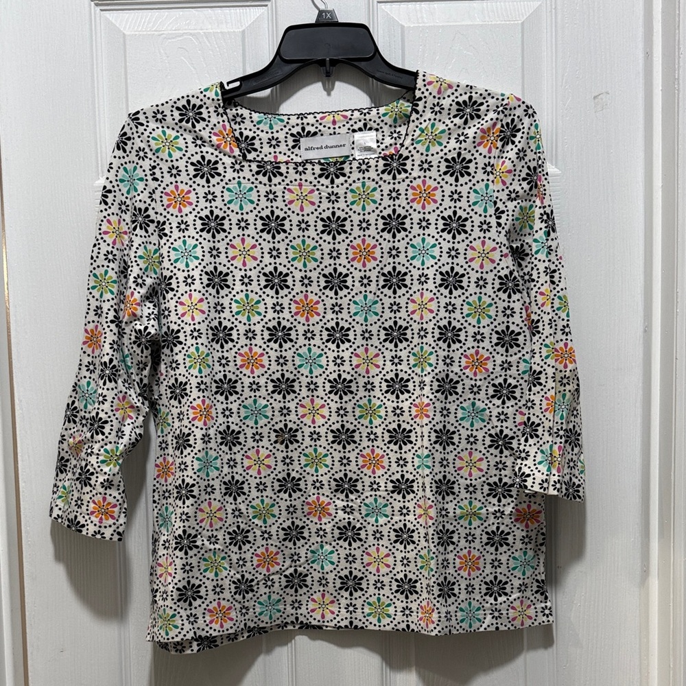 Alfred Dunner Floral Mosaic Long Sleeve Top